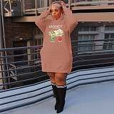 Winter Long Sleeve Loose Hoodies Mini Dresses DN-3777M4