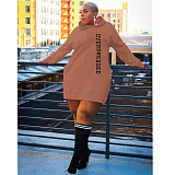Streetwear Letter Print Loose Sweatshirt Dresses DN-3777O2