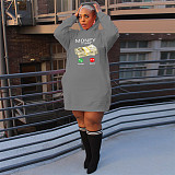Winter Long Sleeve Loose Hoodies Mini Dresses DN-3777M4