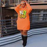 Casual Loose Hooded Pullover Plus Size Dresses DN-3777N1