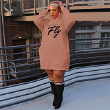 Letter Print Oversized Hoodies Casual Dresses DN-3777F5