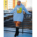 Casual Loose Hooded Pullover Plus Size Dresses DN-3777N1