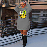 Casual Loose Hooded Pullover Plus Size Dresses DN-3777N1