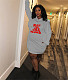 Plus Size Letter Print Hooded Sweatshirt Dresses DN-3777N5