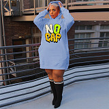 Casual Loose Hooded Pullover Plus Size Dresses DN-3777N1