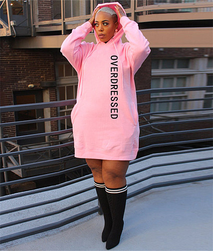Streetwear Letter Print Loose Sweatshirt Dresses DN-3777O2