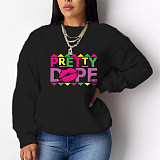 Letter Printed Loose Pullovers Casual Sweatshirts DN-8889P8