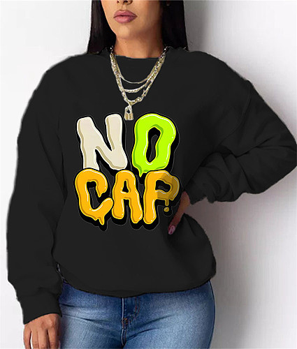 Letter Print Loose Long Sleeve Versatile Sweatshirt DN-8889N1
