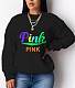 Casual PINK Letter Print Long Sleeve Sweatshirt Tops DN-8889P4