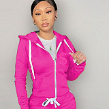 Loose Long Sleeve Zip Up Street Hoodies Coats DN-8555S7