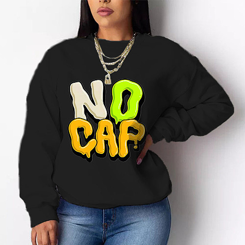 Letter Print Loose Long Sleeve Versatile Sweatshirt DN-8889N1