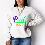 Casual PINK Letter Print Long Sleeve Sweatshirt Tops DN-8889P4