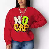 Letter Print Loose Long Sleeve Versatile Sweatshirt DN-8889N1