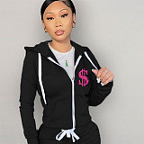 Loose Long Sleeve Zip Up Street Hoodies Coats DN-8555S7