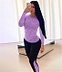 Fitness Long Sleeve T Shirt Leggings 2 Piece Pants Set OQ-019