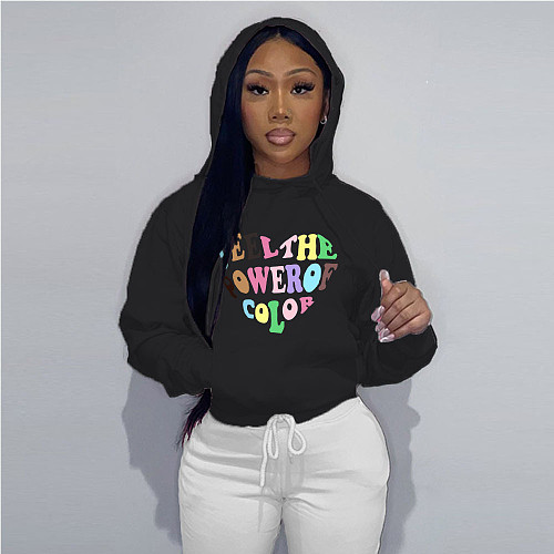 Letter Printing Long Sleeve Street Sweatshirt Hoodie DN-8888T7