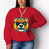 Cartoon Print Long Sleeve Casual Sweatshirt Tops DN-8889T5