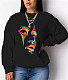 Fleece Loose Printing Sweatshirt Pullover Tops DN-8889T2