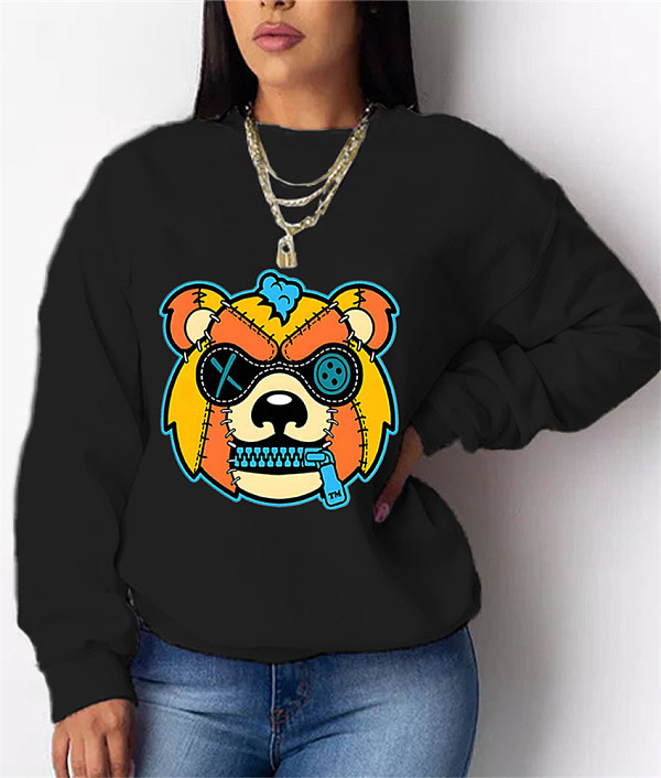 Cartoon Print Long Sleeve Casual Sweatshirt Tops DN-8889T5