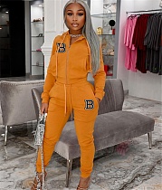 Zipper Hooded Coats Joggers Pants 2 Piece Sweatsuit XING-209