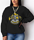 Loose Casual Cartoon Print Long Sleeve Pullovers Tops DN-8889T6