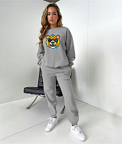 Cartoon Print Loose Pullover Tops Sweatpants Suits DN-3333T5