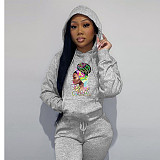 Plus Size Loose Casual Pullover Hooded Sweatshirt DN-8888G1