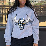 Fleece Long Sleeve O Neck Loose Sweatshirt DN-8889N2