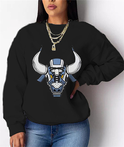 Fleece Long Sleeve O Neck Loose Sweatshirt DN-8889N2