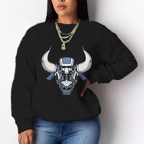 Fleece Long Sleeve O Neck Loose Sweatshirt DN-8889N2
