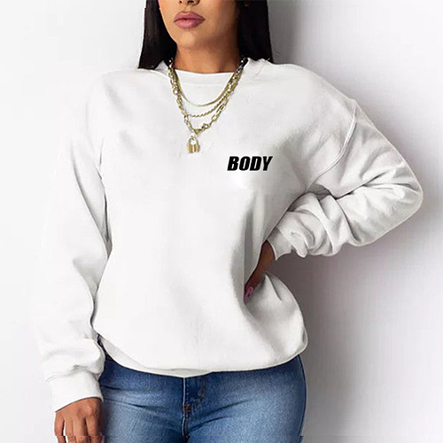 Letter Printed Long Sleeve Casual Sweatshirts DN-8889B1