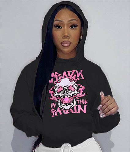 Activewear Pattern Print Pullovers Women Hoodies DN-8888C6