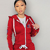 Casual Print Zipper Hooded Sweatshirt Coats DN-8555S13