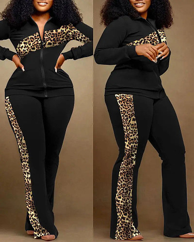 Fall Outfits Zipper Jackets Straight Pants 2 Piece Sets LS-0387