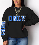 Fleece Cotton Tops Letter Print Women Sweatshirt DN-8889C1