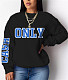 Fleece Cotton Tops Letter Print Women Sweatshirt DN-8889C1