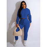 Solid Color Hoodies Crop Tops Joggers Pants Sweatsuits CN-0206