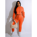 Solid Color Hoodies Crop Tops Joggers Pants Sweatsuits CN-0206