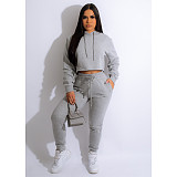 Solid Color Hoodies Crop Tops Joggers Pants Sweatsuits CN-0206