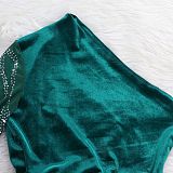 Velvet One Shoulder Long Sleeve Mini Party Dresses NY-2611