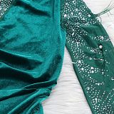 Velvet One Shoulder Long Sleeve Mini Party Dresses NY-2611