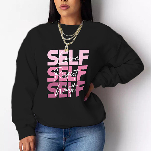Letters Print Loose Streetwear Sweatshirt Tops DN-8889S12