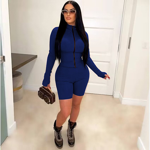 Solid Color Long Sleeve Fitness Stretch Rompers MEM-88469