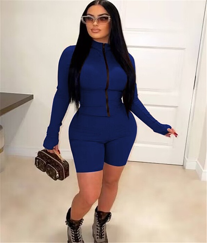 Solid Color Long Sleeve Fitness Stretch Rompers MEM-88469