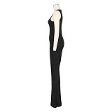 XS Simple Solid Sleeveless Casual Flared Jumpsuits ASL-6630