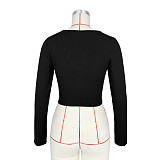XS Long Sleeve Slim Fit All Match Blouse Crop Tops ASL-6628