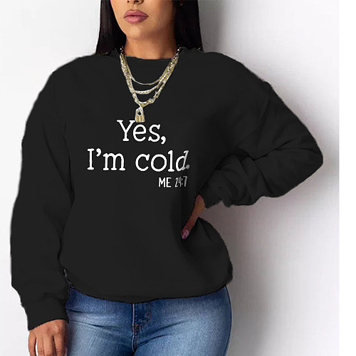 Letter Print Long Sleeve Plus Size Pullover Sweatshirts DN-8889Y2