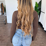XS Long Sleeve Slim Fit All Match Blouse Crop Tops ASL-6628