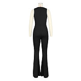 XS Simple Solid Sleeveless Casual Flared Jumpsuits ASL-6630