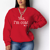Letter Print Long Sleeve Plus Size Pullover Sweatshirts DN-8889Y2